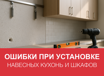 Ошибки при установке навесных кухонь и шкафов на стены из газобетона